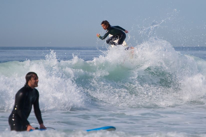 Surfing on La Jolla Beach